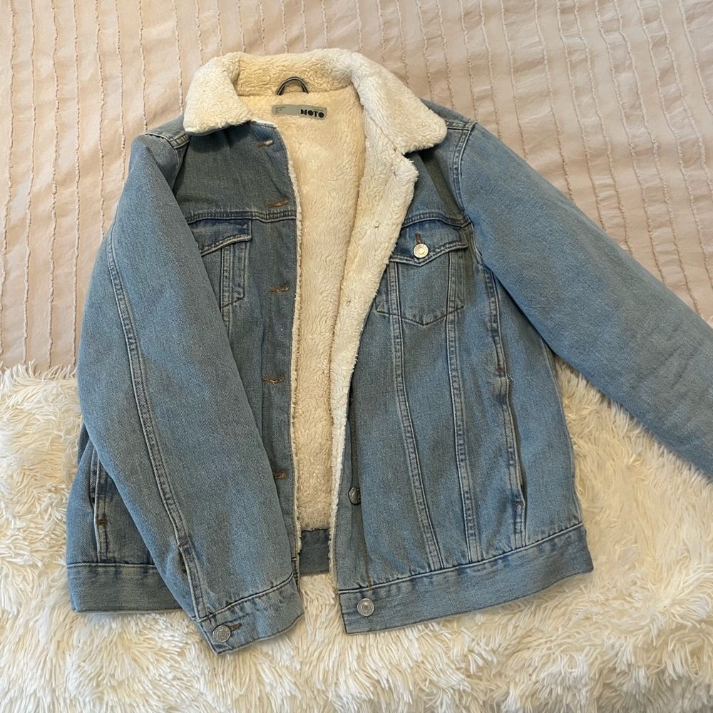 Fleece denim jacket - Topshop